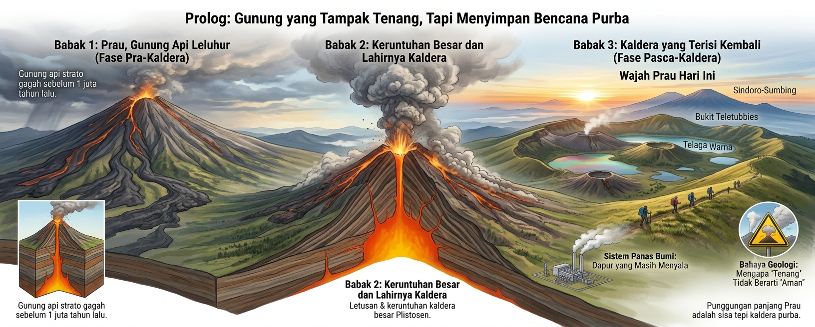 Sejarah Geologi Gunung Prau dan Kaldera Dieng: Kisah Gunung Api yang Runtuh